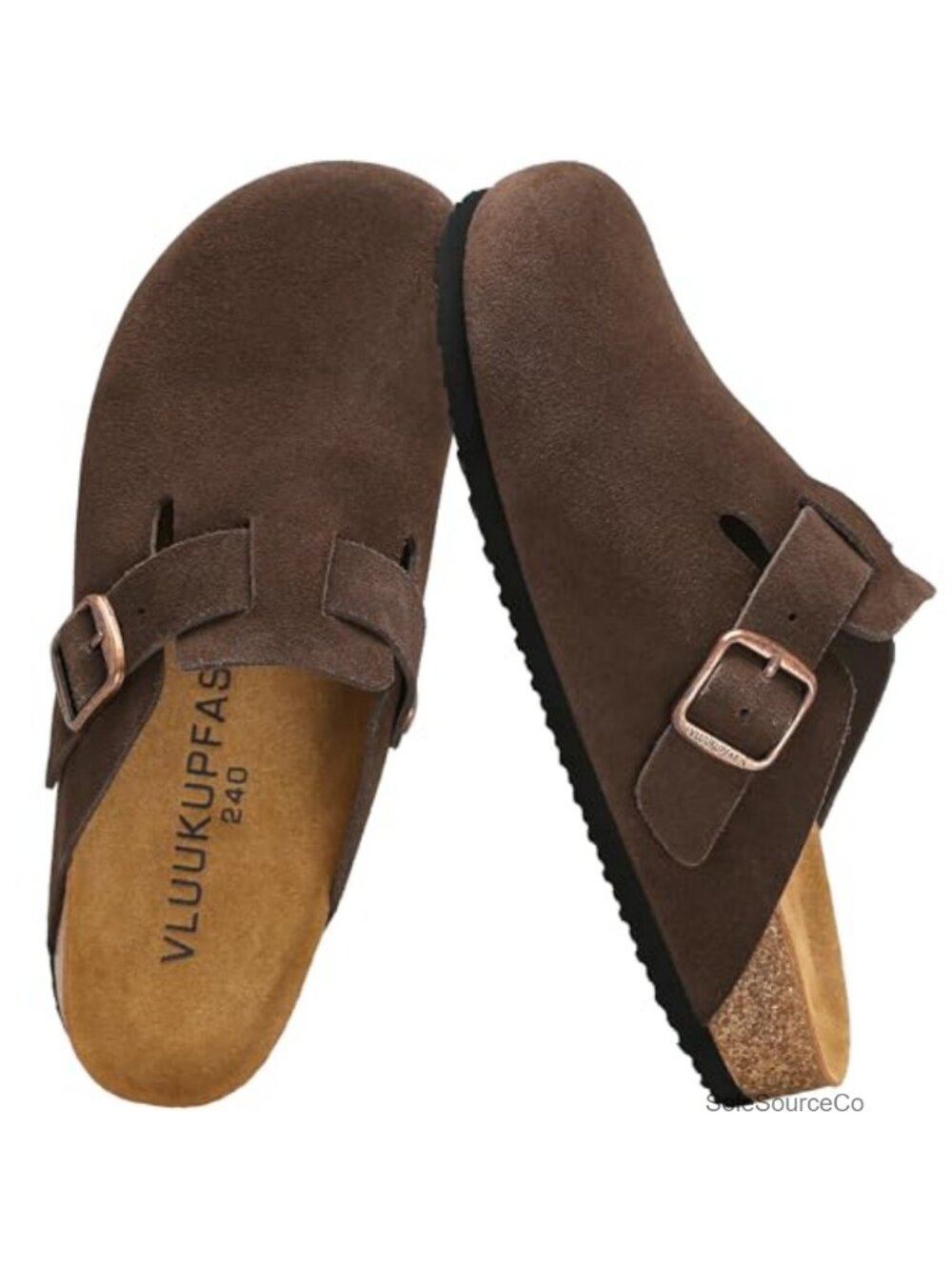 Genuine Suede Clogs Women Mule Buckle Garden Shoes Slip-On